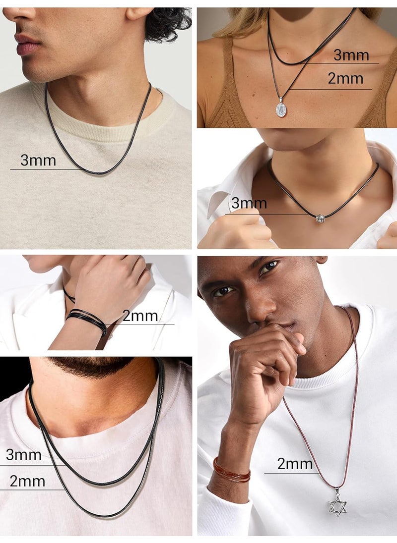 PROSTEEL - PROSTEEL Leather Necklace, Braided Cord, Waterproof Wax Rope Necklace, Men Women Personalized Custom Name Jewelry, 2mm/3mm, 16''-30'' - Image 1