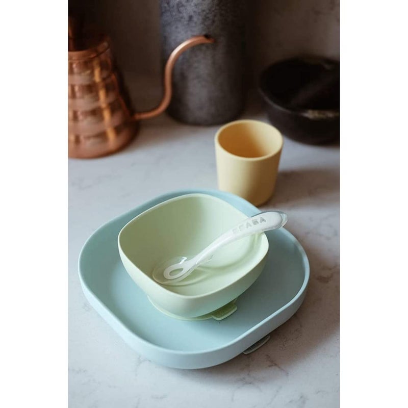 Baba Beaba Silicone 4 Piece Baby Meal Set – Suction Plate, Suction Bowl, Anti-Slip Cup & 2nd Stage Spoon, Non-Slip, Easy to Clean, BPA-Free Baby Feeding Set for Mess-Free Mealtime Essentials, 4M+ - Image 3