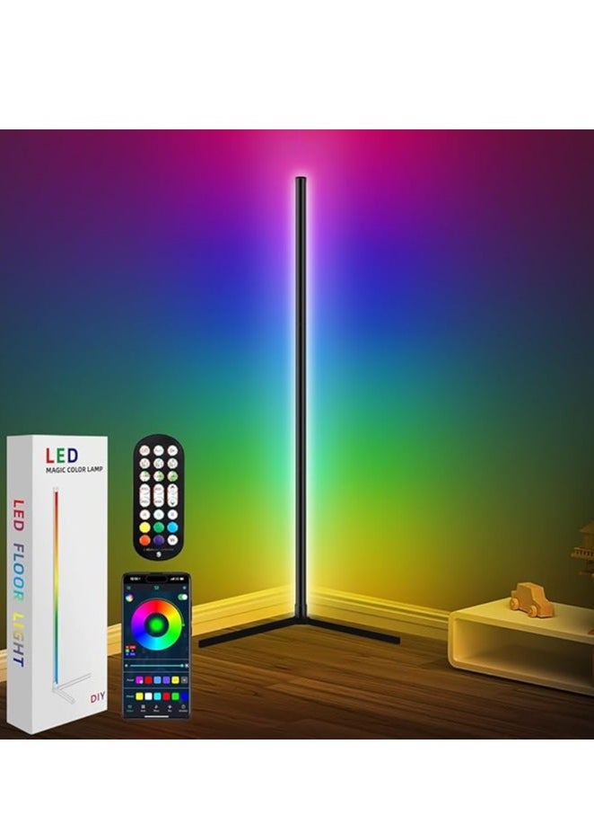 ار جي بي مصباح أرضي LED ذكي RGB قابل للتعتيم مع مزامنة الموسيقى وتغيير لون التطبيق والتحكم عن بعد 118 سم قابس المملكة المتحدة 20 وات  - Image 1