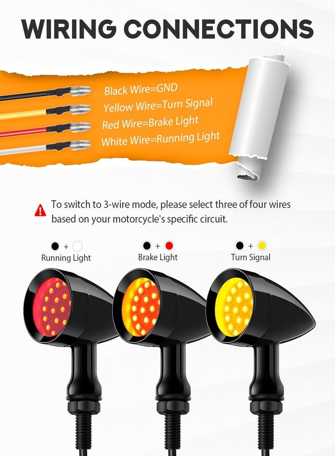 PBYMT Motorcycle Bullet Front Rear Turn Signal White Amber Light SMD Blinker Indicator Compatible with Honda Yamaha Suzuki Kawasaki (Gloss Black) - Image 2