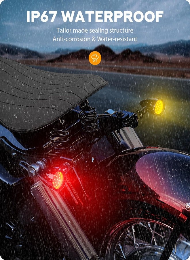 PBYMT Motorcycle Bullet Front Rear Turn Signal White Amber Light SMD Blinker Indicator Compatible with Honda Yamaha Suzuki Kawasaki (Gloss Black) - Image 3