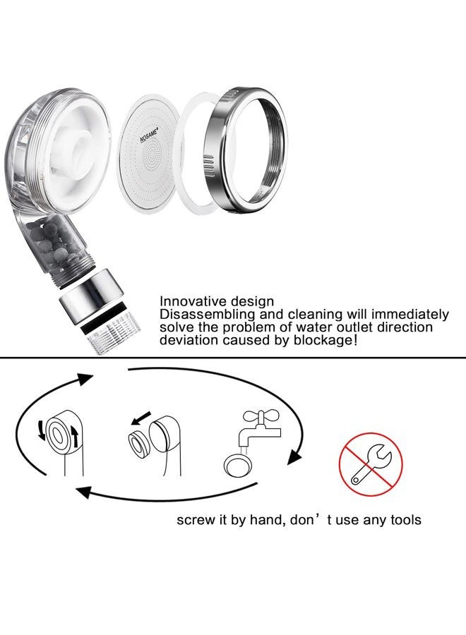Nosame Shower Head, Filter Filtration High Pressure Water Saving 3 Mode Function Spray Handheld Showerheads for Dry Skin & Hair - Image 4