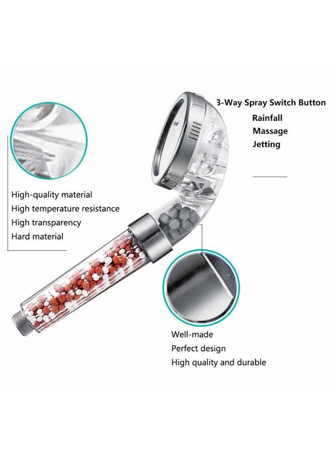Nosame Shower Head, Filter Filtration High Pressure Water Saving 3 Mode Function Spray Handheld Showerheads for Dry Skin & Hair - Image 3