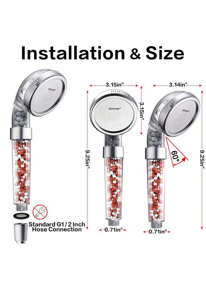 Nosame Shower Head, Filter Filtration High Pressure Water Saving 3 Mode Function Spray Handheld Showerheads for Dry Skin & Hair - Image 5