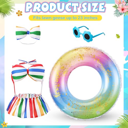 Sunnymove Bikini Porch Goose Outfits with Sunglasses and Swimming Tube for 23 Summer Goose Costume Garden Patio Statue DecorRainbow - Image 3