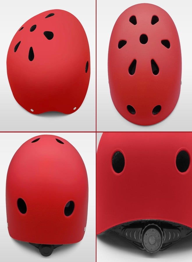 salepo Kids Bike Helmet, Toddler Helmet for Kids Ages 3-5-8, Skateboard Helmet with Knee Elbow Wrist Pads for Boys Girls, Protective Gear Set for Skating Bicycling Roller(Red) - Image 3