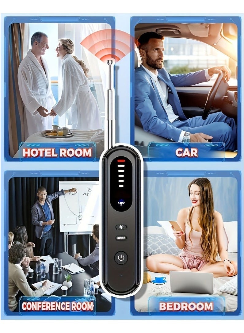 Boyi كاميرا خفية وكاشف تنصت - جهاز مسح إشارة RF وجهاز GPS مضاد للتجسس للفنادق، المنازل، المكاتب - 5 مستويات حساسية (أسود) - Image 4