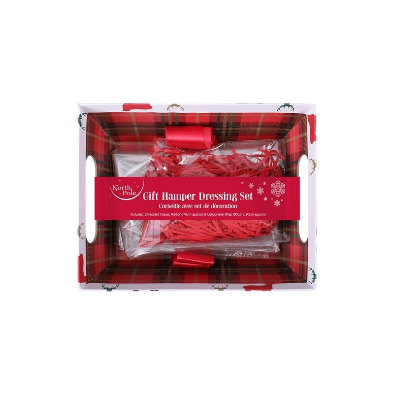 EuroWrap مجموعة سلال هدايا يورو راب بتصميم تارتان لعيد الميلاد - سلة هدايا، تغليف احتفالي، تقديم هدايا موسمية، احتفال بعيد الميلاد، وحلويات العيد للعائلة والأصدقاء - Image 1