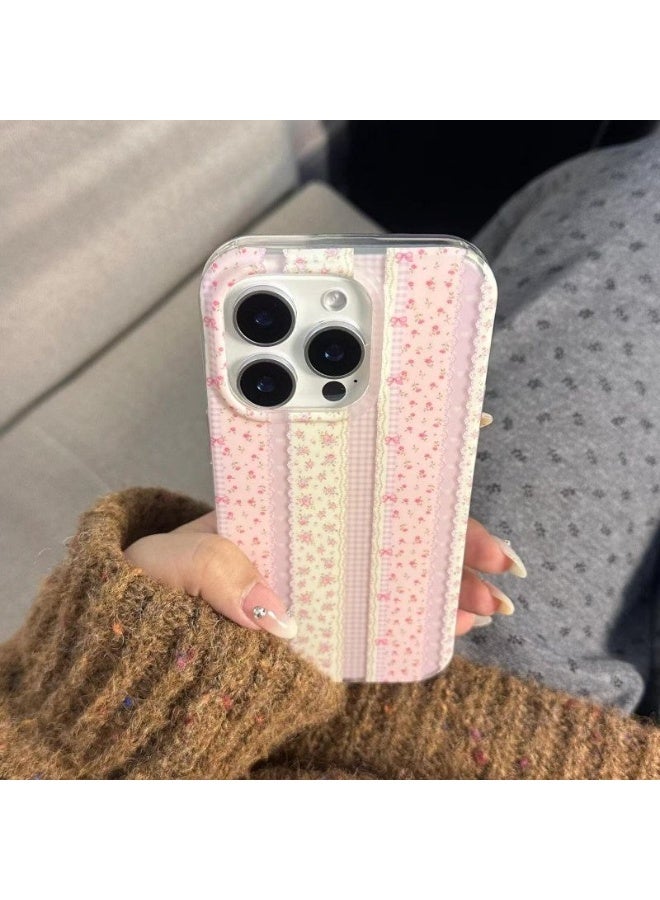 NIBEMINENT Striped Pink Floral Protective TPU Case Cover For IPhone 16 Pro - Image 4