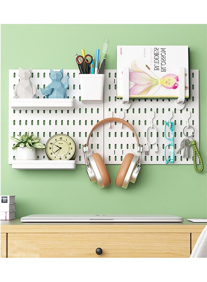 Beauenty Pegboard Wall Organizer Kit, Wall Mount Display Peg Board for Crafts Organization, Ornaments Display, Desk Pegboard Combination Kit for Office Kitchen Bedroom Living Room - Image 1
