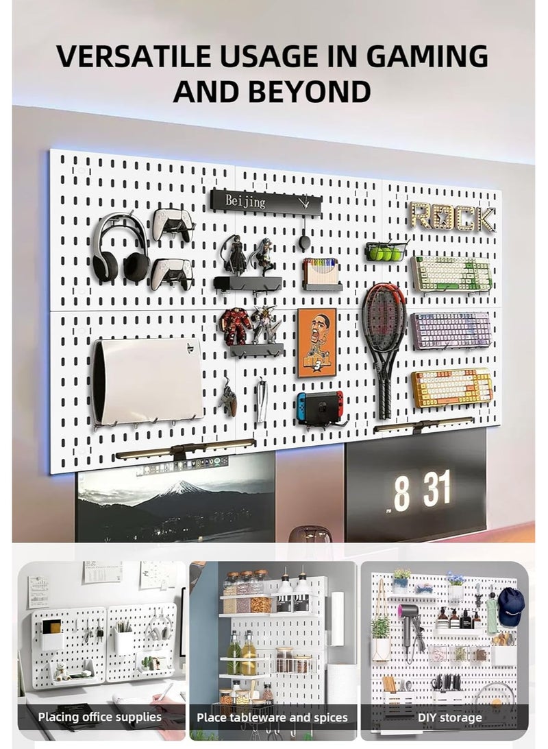 Beauenty Pegboard Wall Organizer Kit, Wall Mount Display Peg Board for Crafts Organization, Ornaments Display, Desk Pegboard Combination Kit for Office Kitchen Bedroom Living Room - Image 4