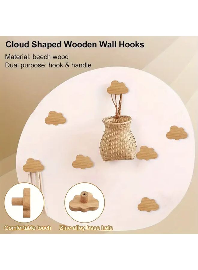 2pcs Bohemian Cloud Shaped Natural Beech Wood Drawer Knobs With Screws - Image 4