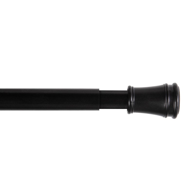 Kenney KN634 Rogers Twist & Fit No Tools Easy to Install Tension Curtain Rod, 28-48" Adjustable Length, Black Finish, 5/8" Diameter Steel Tube - Image 1