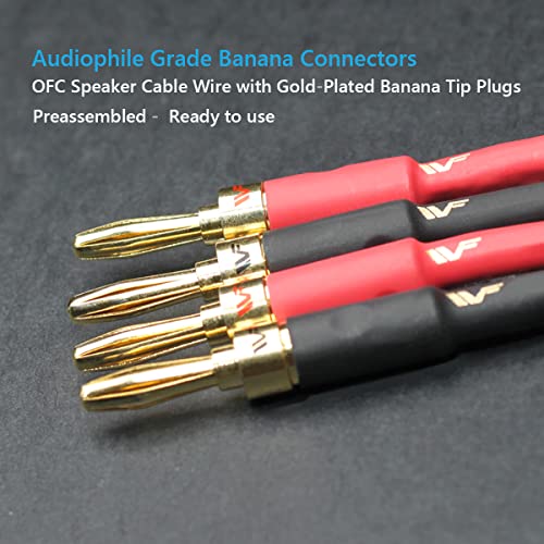 UCINNOVATE 2 Pack High-end Pure Copper HiFi OFC Speaker Wire Cable with Banana Plug, 3m Gold-Plated Banana Tip Plugs Male to Male 600 Strand 14 AWG for Audio Speaker HiFi System Home Theater (9.8FT) - Image 2