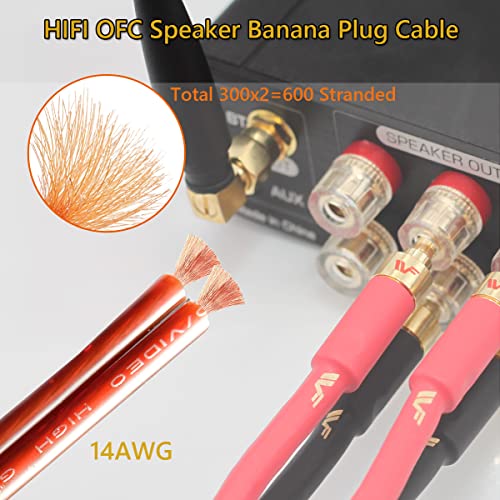 UCINNOVATE 2 Pack High-end Pure Copper HiFi OFC Speaker Wire Cable with Banana Plug, 3m Gold-Plated Banana Tip Plugs Male to Male 600 Strand 14 AWG for Audio Speaker HiFi System Home Theater (9.8FT) - Image 5