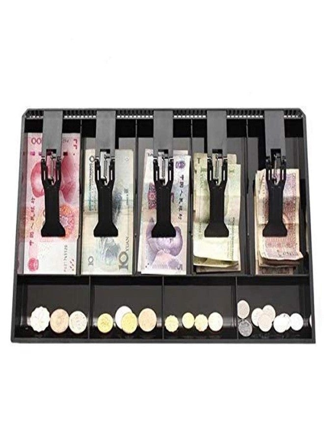 dhavl Cash Drawer, 5 Cash and 4 Coin Organizer for Supermarket, 9 Slot,Plastic,40 x 3.5 x 24.4 cm, (Black) - Image 2