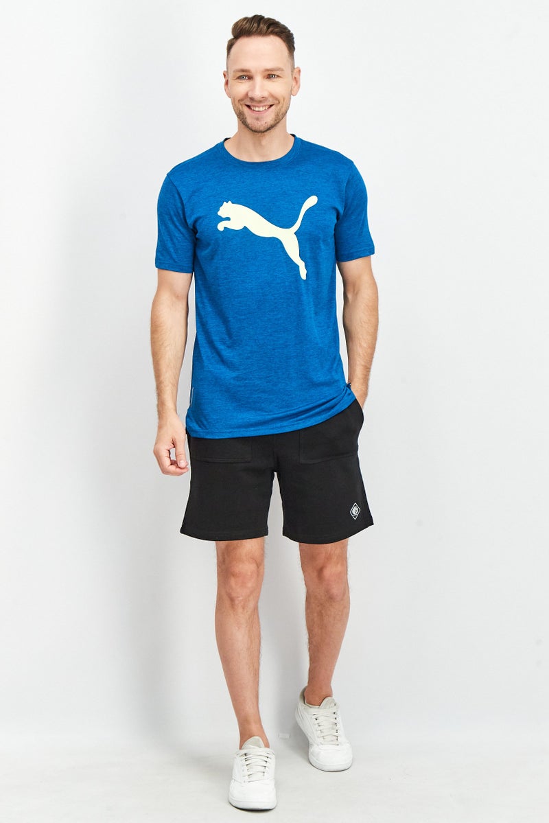 PUMA Men Regular Fit Short Sleeves Heather Cat Tee, Digi Blue - Image 4