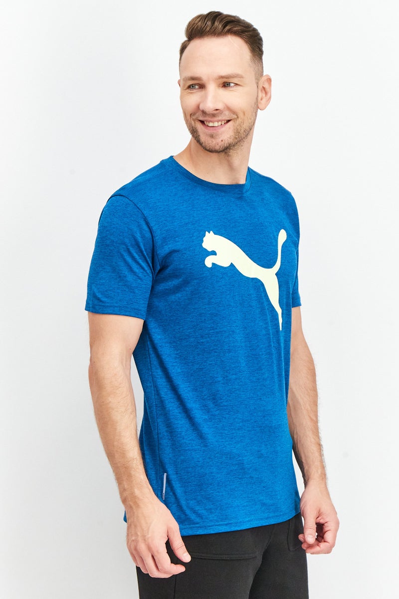 PUMA Men Regular Fit Short Sleeves Heather Cat Tee, Digi Blue - Image 4