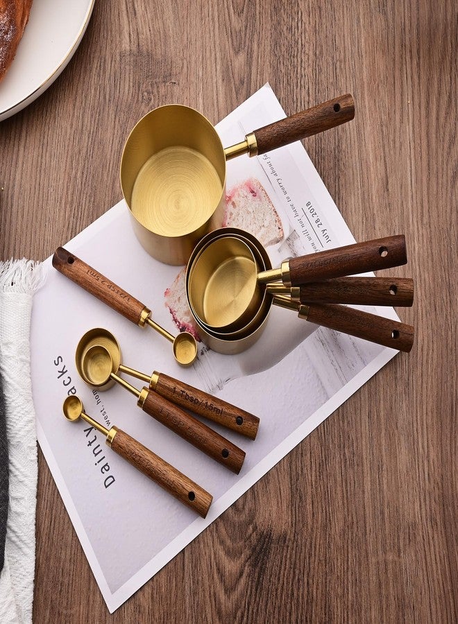 Uniturcky Gold Measuring Spoons Set of 4 with Wooden Handle, Stainless Steel Baking Tools, Dry and Liquid Measuring Set Use for Cooking, 1/4 tsp, 1/2 tsp, 1 tsp, 1 tbsp - Image 5