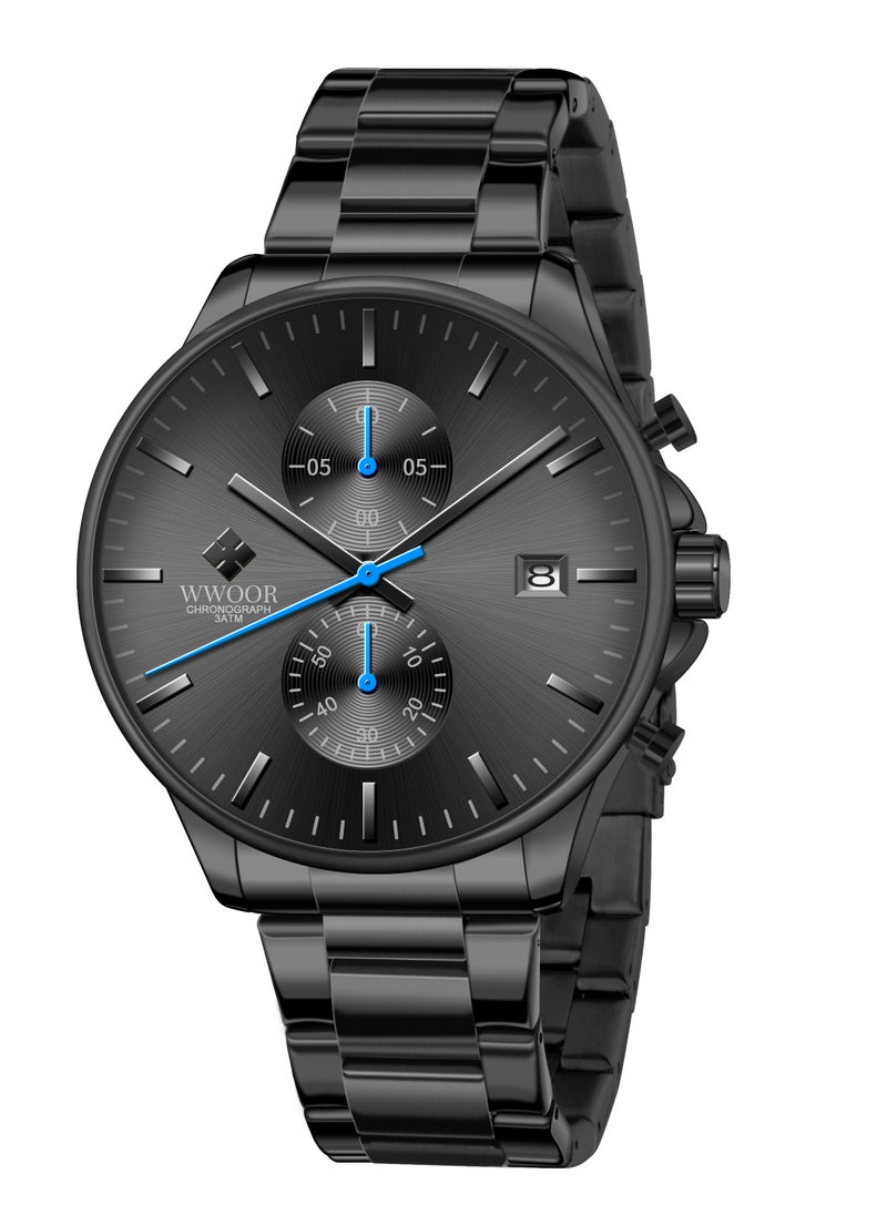 WWOOR - Watches for Men Watch Quartz Luxury Stainless Steel Water Resistant Chronograph Watch - Image 1