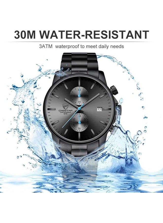 WWOOR - Watches for Men Watch Quartz Luxury Stainless Steel Water Resistant Chronograph Watch - Image 1