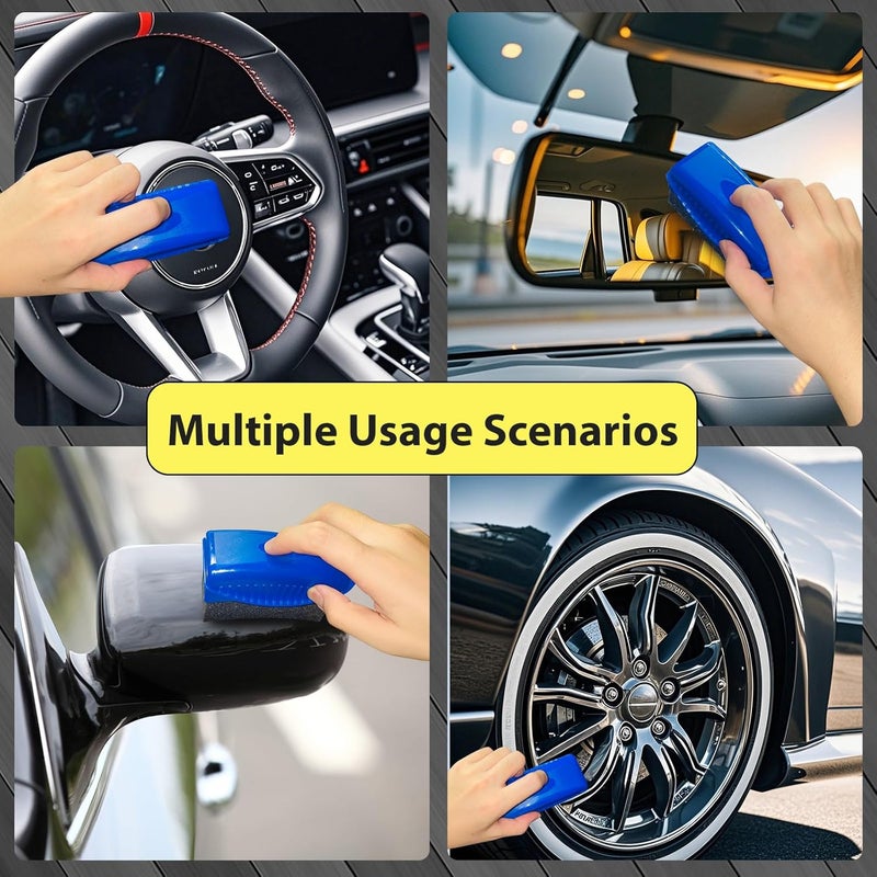 RXALASKA 2 Pack Tire Shine Applicator Pads, Reusable Tire Dressing Applicator Sponge, Curved Tire Gel Applicator Forms with Lid, Yellow Tire Applicator Pads for Car Cleaning Detailing - Image 5