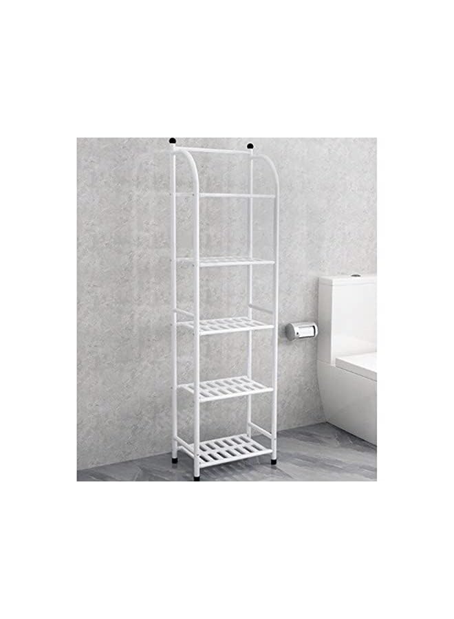 Raxoom Storage Rack Floor Type Corner Rack Bedroom Bathroom Living Room Kitchen Shelf Storage Basket (White) - Image 4