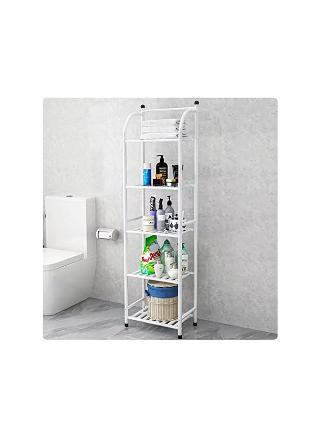 Raxoom Storage Rack Floor Type Corner Rack Bedroom Bathroom Living Room Kitchen Shelf Storage Basket (White) - Image 2