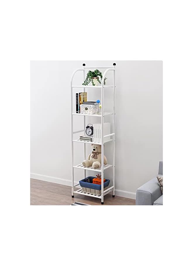 Raxoom Storage Rack Floor Type Corner Rack Bedroom Bathroom Living Room Kitchen Shelf Storage Basket (White) - Image 5