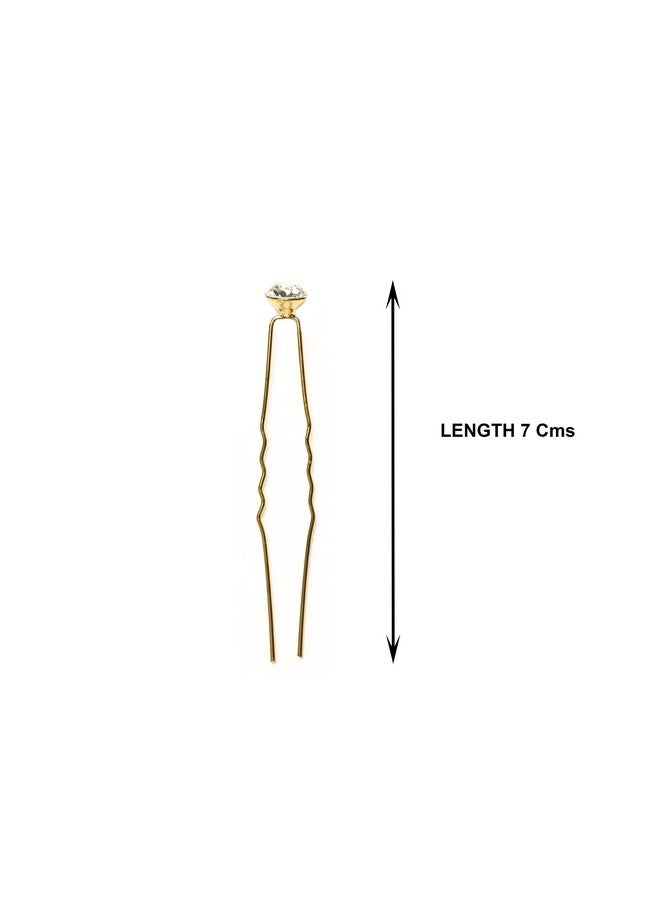 Rapidsflow Bridal Hair Accessories/Fancy Juda Pins for Bun Decoration Women's Hair (Golden Pearl) -Set of 24 - Image 2