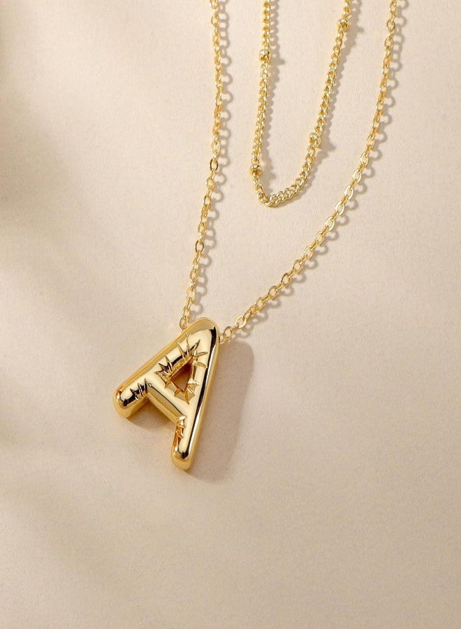 PANSHI Christmas Gifts Stocking Stuffers for Teens Girlfriend Teenage Women, Gold Initial Necklaces Teen Gifts Trendy Layered Bubble Letter Necklace Jewelry Birthday Gifts A. - Image 5