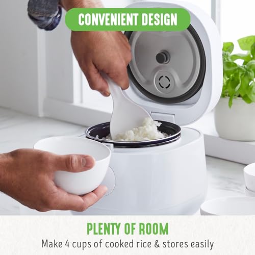 GreenLife Digital Rice & Beans Cooker, 2-Cups Uncooked/4-Cups Cooked, Removable Nonstick Ceramic PFAS-Free Pot, One-Touch Presets, Oats, Quinoa, Brown Rice, Auto Keep Warm, Fuzzy Logic Tech, 1.5 QT, White - Image 3
