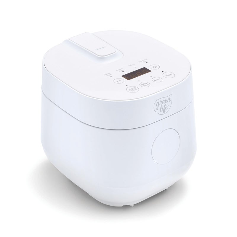 GreenLife Digital Rice & Beans Cooker, 2-Cups Uncooked/4-Cups Cooked, Removable Nonstick Ceramic PFAS-Free Pot, One-Touch Presets, Oats, Quinoa, Brown Rice, Auto Keep Warm, Fuzzy Logic Tech, 1.5 QT, White - Image 5