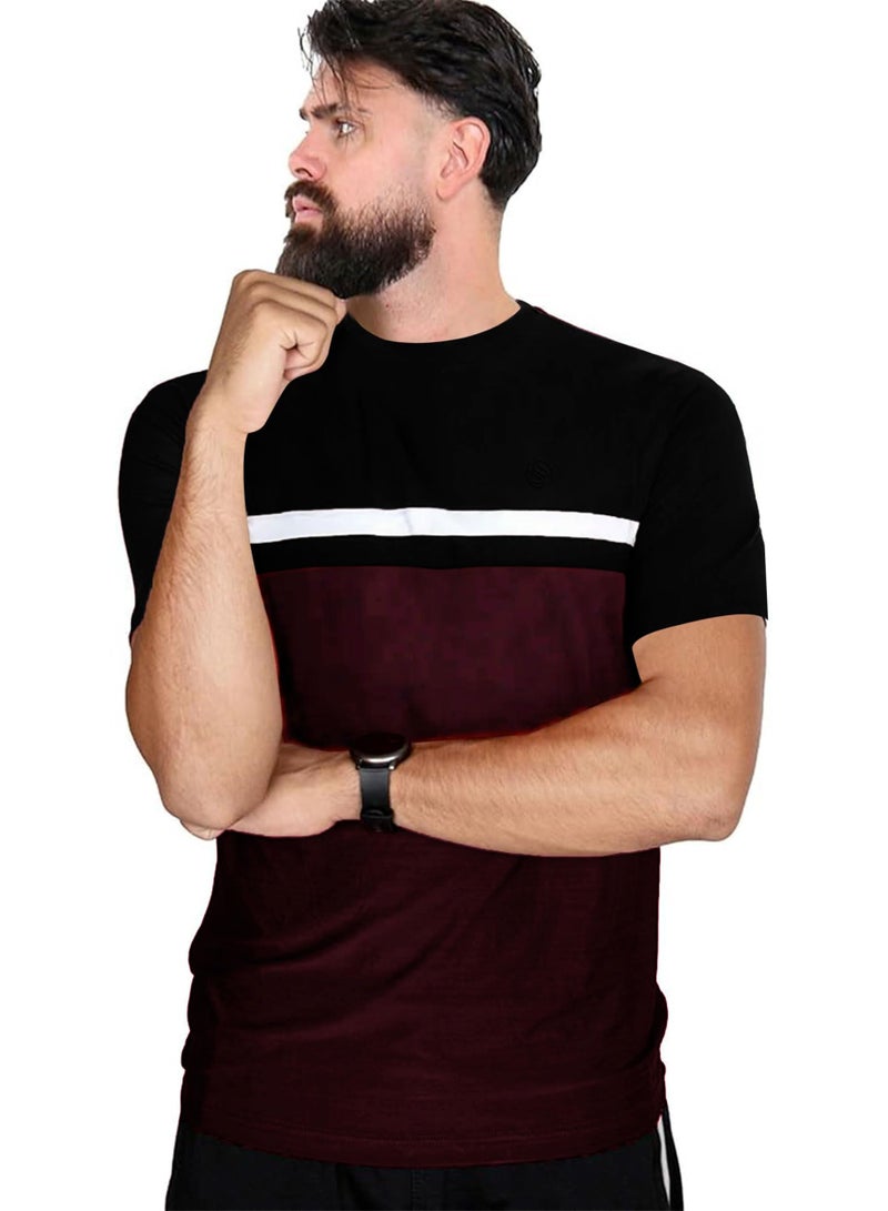 Selecta Now Mens T Shirt 100% Combed Cotton Contrast Panelled Soft Comfortable Black T Shirt Top & Tees For Mens  - Image 1