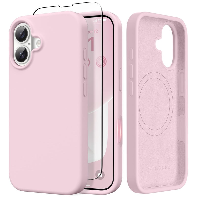 GONEZ Magnetic for iPhone 17 Case Compatible with MagSafe AntiScratch Microfiber Lining Screen Protector Silicone Camera Control Shockproof Slim Phone Cover 63 inch Pastel Pink - Image 3