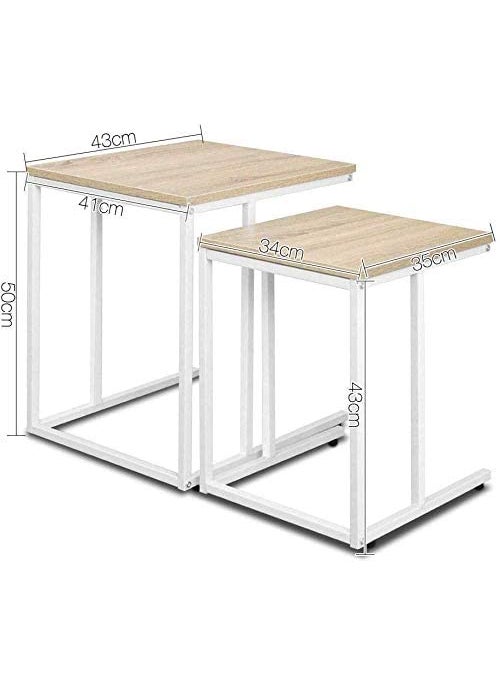 Generic Indian Decor 45709 SpaceSaving Elegance Nesting Sofa Tables Set of 2 Versatile and Stylish Nest Side Table Solution for Your Living Room MDF White  - Image 3