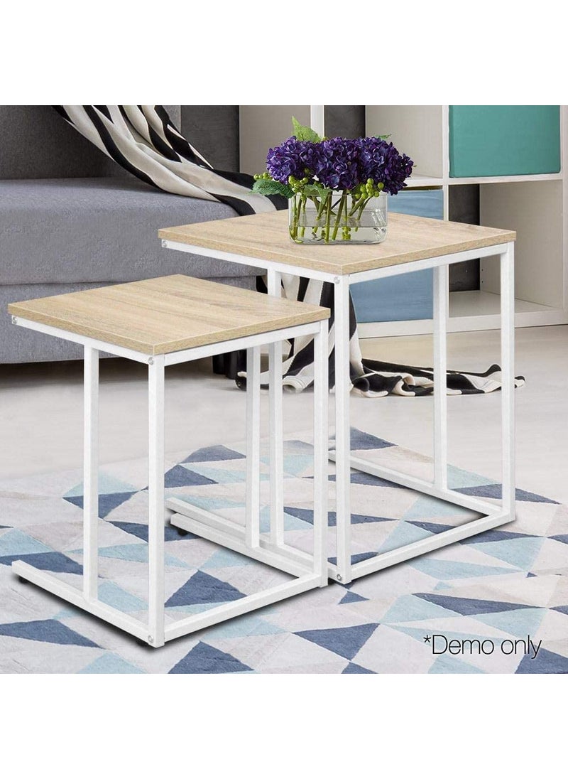 Generic Indian Decor 45709 SpaceSaving Elegance Nesting Sofa Tables Set of 2 Versatile and Stylish Nest Side Table Solution for Your Living Room MDF White  - Image 2