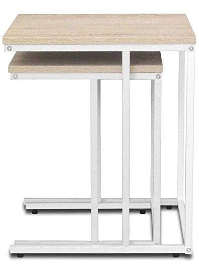 Generic Indian Decor 45709 SpaceSaving Elegance Nesting Sofa Tables Set of 2 Versatile and Stylish Nest Side Table Solution for Your Living Room MDF White  - Image 5