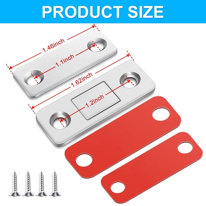 VATTU VATTU Magnetic Door Catch2Pack Ultra Thin Cabinet Magnetic Catch with Strong Adhesive Sticker ScrewsSlim Drawer Magnets Locks Furniture Safety Latches Stainless Steel  - Image 2