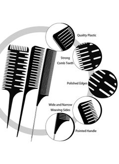 Patelai 6 Pieces Weaving Comb Dyeing Hair Comb Weaving Sectioning Foiling Comb Rat Tail Styling Hair Dyeing Combs For Foiling Balayage Hair Coloring (Assorted Styles)  - Image 4