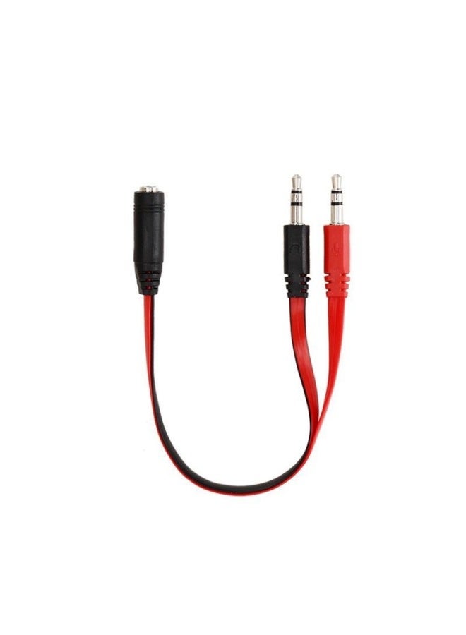 3.5 Laptop Desktop Computer Two-in-one Audio Adapter Headset Microphone Converter Flat Cable One-in-two-Interface Form:0.2m 2 Male 1 Female Bare Wire [nickel Plated]  - Image 1
