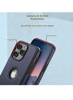 Mikki iPhone 15 Pro Max Case, Vegan Leather Protective Case for Apple iPhone 15 Pro Max, Luxury, Elegant and Beautiful Design Cover, Non-Slip Vintage Looking Perfect Stitching Leather Case (Royal Blue)  - Image 1
