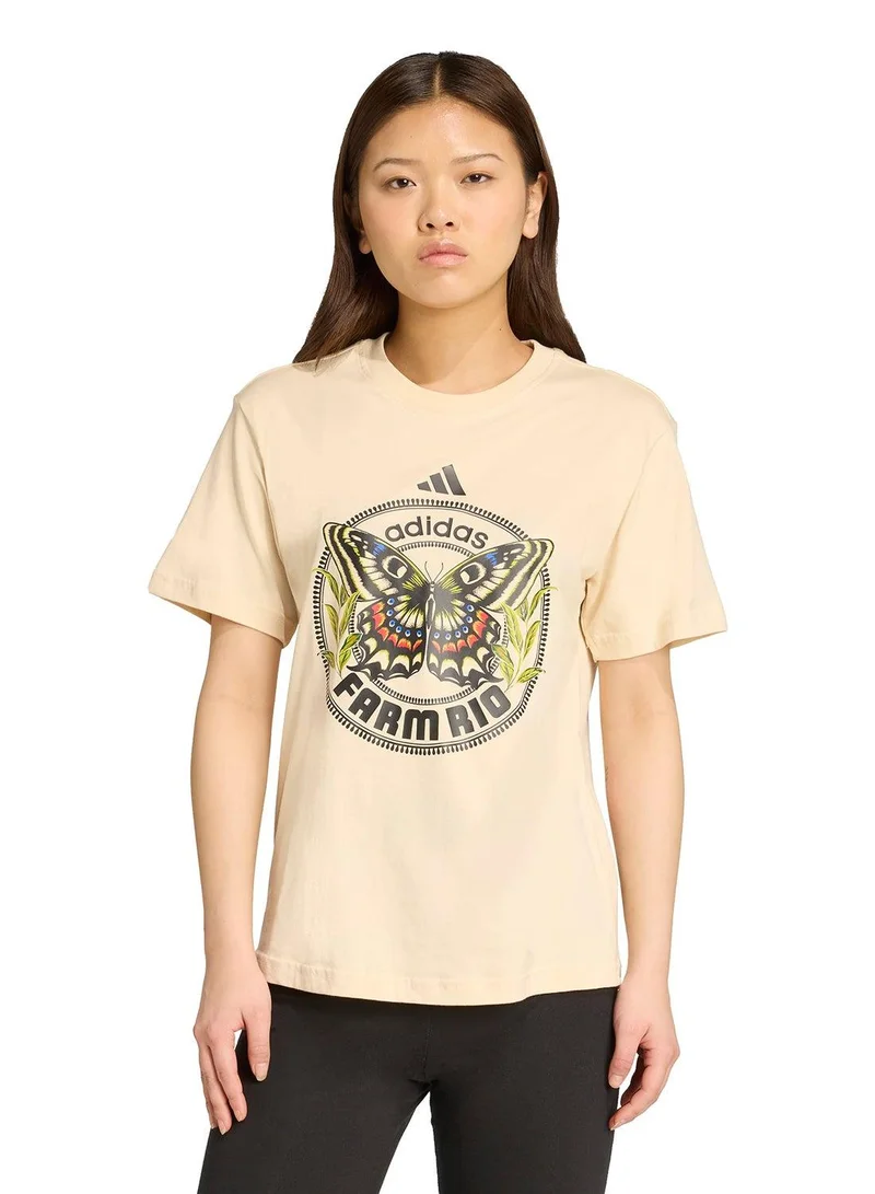 Adidas Farm Gfx Tee W Beige Training T-Shirts For Women