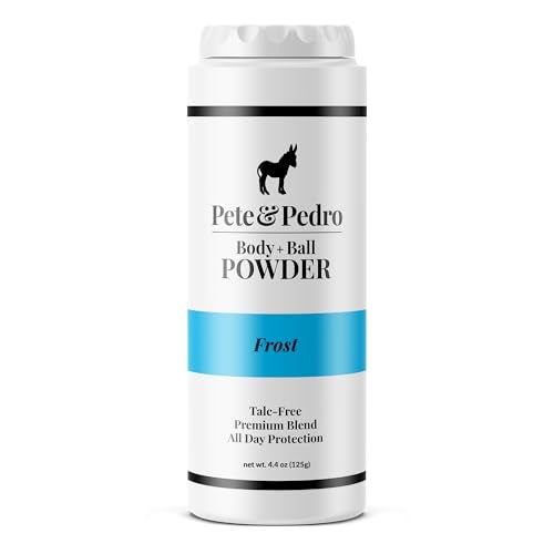 Pete & Pedro بودرة الجسم والخصيتين من بيت آند بيدرو (فروست - إحساس التبريد) - بودرة خالية من التلك للرجال | تساعد في القضاء على الروائح وتمتص الرطوبة والعرق | نظافة مضادة للتعرق لمنطقة العانة | كما شوهدت على Shark Tank، 4.4 أوقية - Image 1