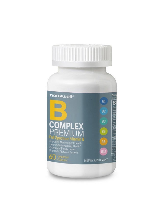 NANOWELL B Complex Premium - Full Spectrum of B Vitamins for Energy, Heart & Immune Support - B-Complex Supplement with Adaptogens - 60 Capsules, 60-Day Supply - Image 1
