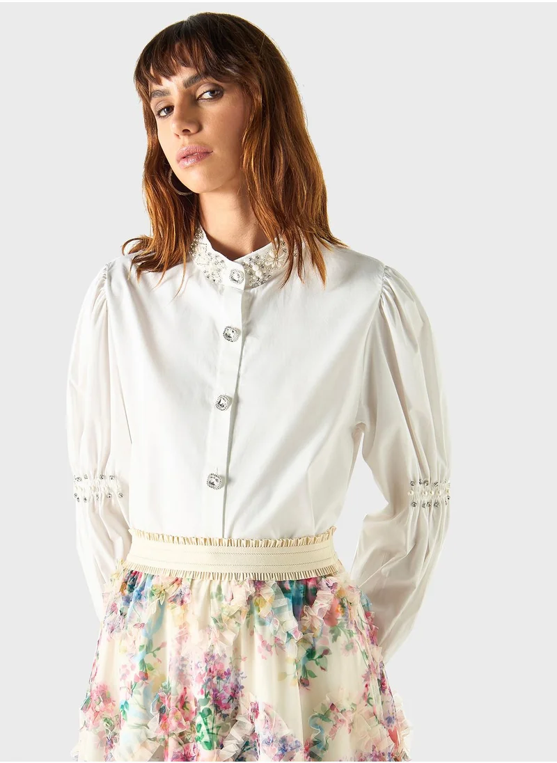 تواكستريمز Embellished Button Down Shirt