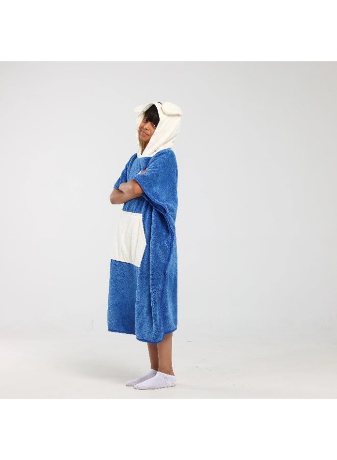 Relef Kids Cappa Bathrobe with Hood – Quick-Dry Coral Fleece Microfiber Bathrobe for Kids, Soft & Absorbent - Dark Blue - Image 2