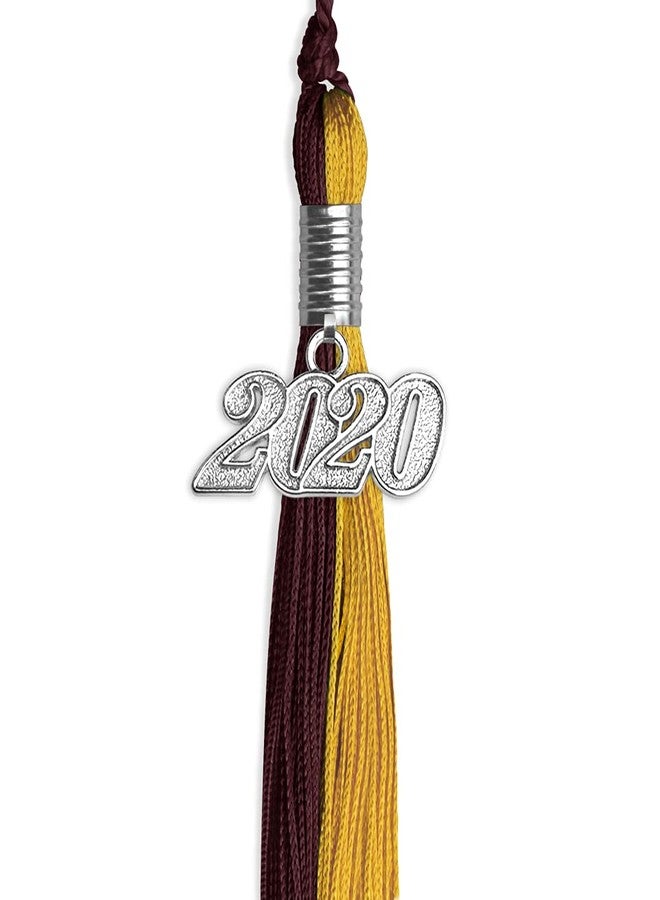 Endea Graduation Double Color Tassel with Silver Date Drop (Maroon/Bright Gold, 2020) - Image 2