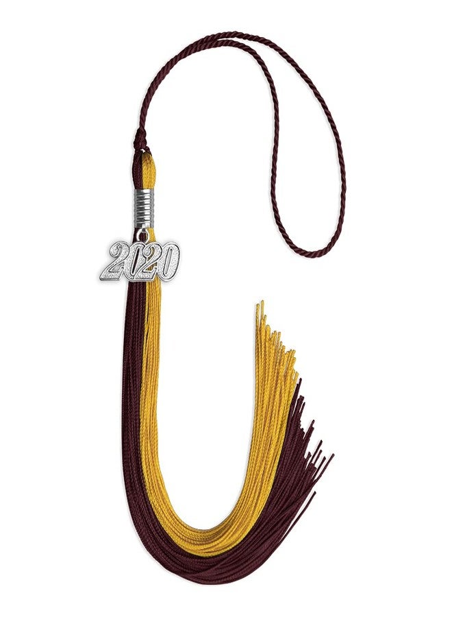 Endea Graduation Double Color Tassel with Silver Date Drop (Maroon/Bright Gold, 2020) - Image 1