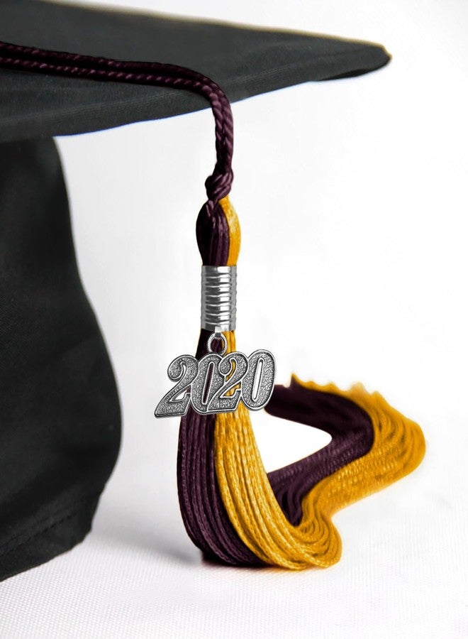 Endea Graduation Double Color Tassel with Silver Date Drop (Maroon/Bright Gold, 2020) - Image 4
